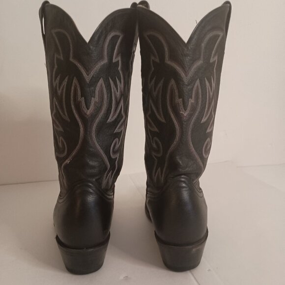 Cowtown Men’s Black Western Cowboy Boots White Embroidery Size 11.5 - Picture 8 of 15